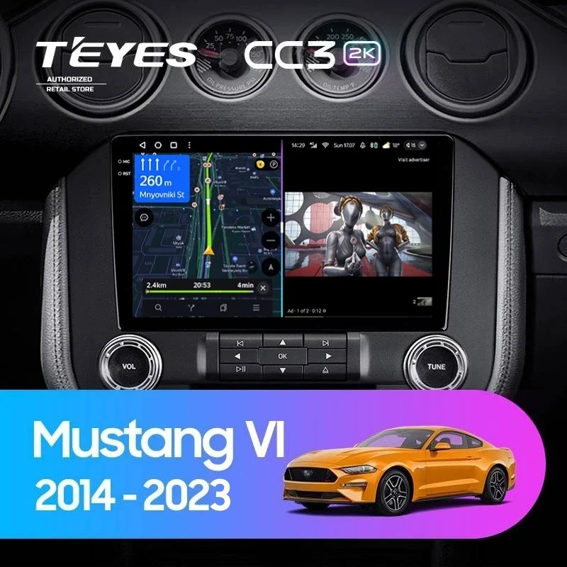 Штатная магнитола Teyes CC3 2K 360 6/128 Ford Mustang VI S550 (2014-2023) F1