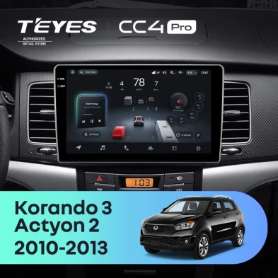 Штатная магнитола Teyes CC4 Pro 12/256 SsangYong Korando 3 Actyon 2 (2010-2013)