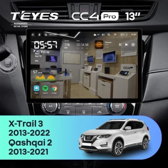 Штатная магнитола Teyes CC4 Pro 12/256 Nissan Qashqai 2 (2013-2021) F2 Тип-C (13")