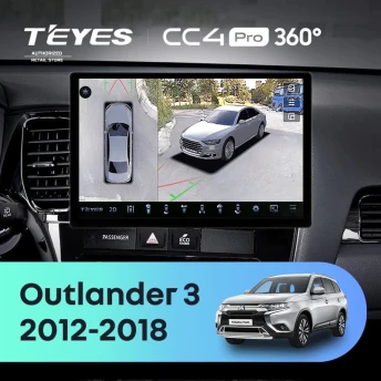 Штатная магнитола Teyes CC4 Pro 360 8/128 Mitsubishi Outlander 3 GF0W GG0W (2012-2018) Тип-A (11")