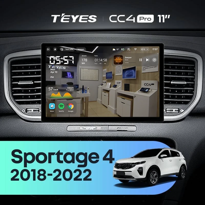Штатная магнитола Teyes CC4 Pro 8/128 Kia Sportage 4 QL (2018-2022) Тип-B (11")