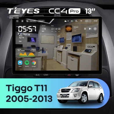 Штатная магнитола Teyes CC4 Pro 8/128 Chery Tiggo T11 1 (2005-2013) (13")
