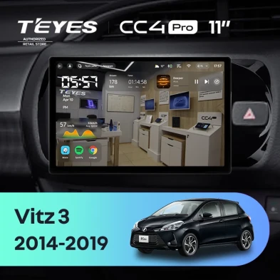 Штатная магнитола Teyes CC4 Pro 12/256 Toyota Vitz III XP130 (2014-2019) Правый руль (11")