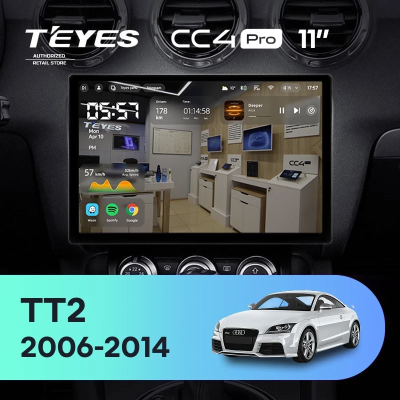 Штатная магнитола Teyes CC4 Pro 12/256 Audi TT 2 (2006-2014) (11")