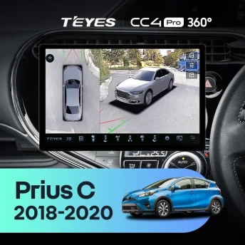 Штатная магнитола Teyes CC4 Pro 360 8/128 Toyota Prius C (2018-2020) Правый руль (13")