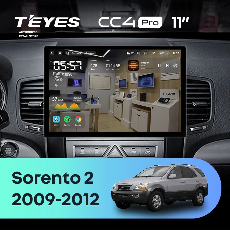 Штатная магнитола Teyes CC4 Pro 12/256 Kia Sorento 2 XM (2009-2012) Тип-A (11")