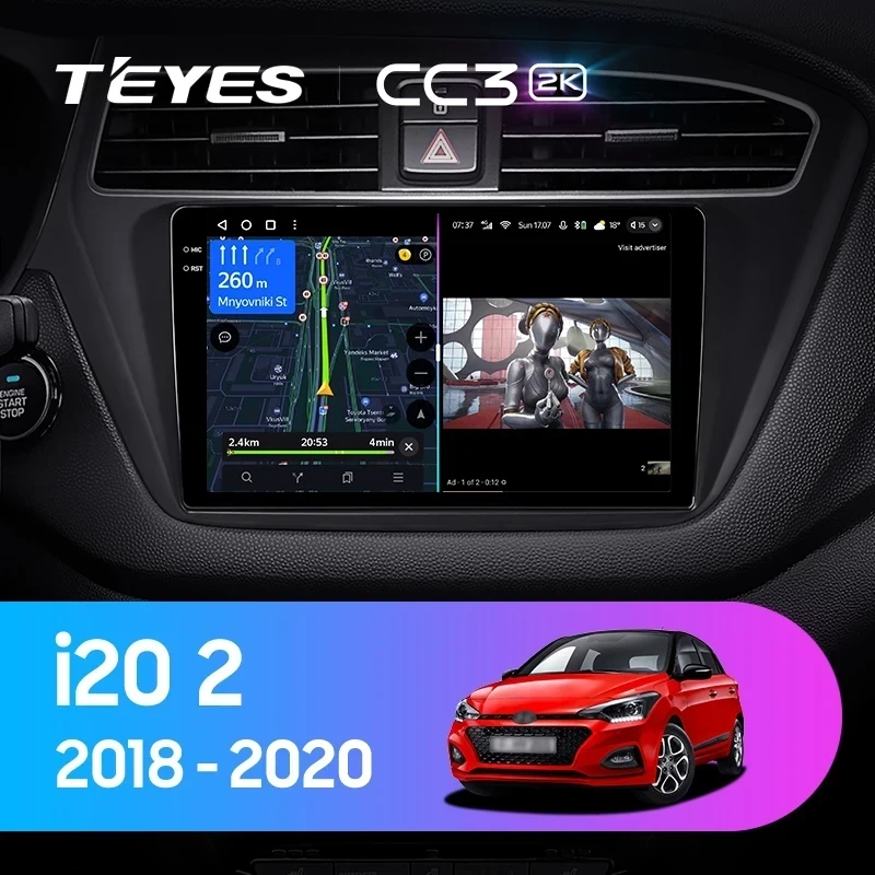 Штатная магнитола Teyes CC3 2K 4/64 Hyundai i20 2 GB (2018-2020)