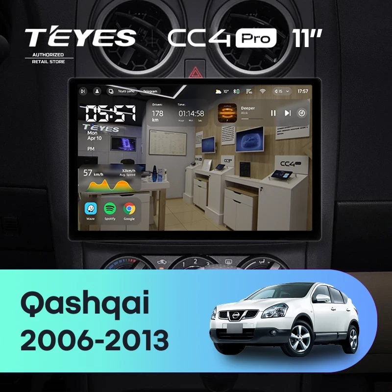Штатная магнитола Teyes CC4 Pro 8/128 Nissan Qashqai 1 J10 (2006-2013) F2 (11")