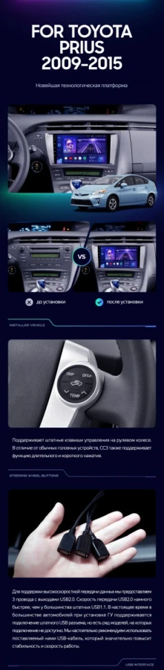 Штатная магнитола Teyes CC3L 4/32 Toyota Prius XW30 (2009-2015)