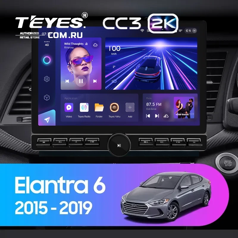 Штатная магнитола Teyes CC3 2K 6/128 Hyundai Elantra 6 (2015-2018) Тип-A (13" с кнопками)