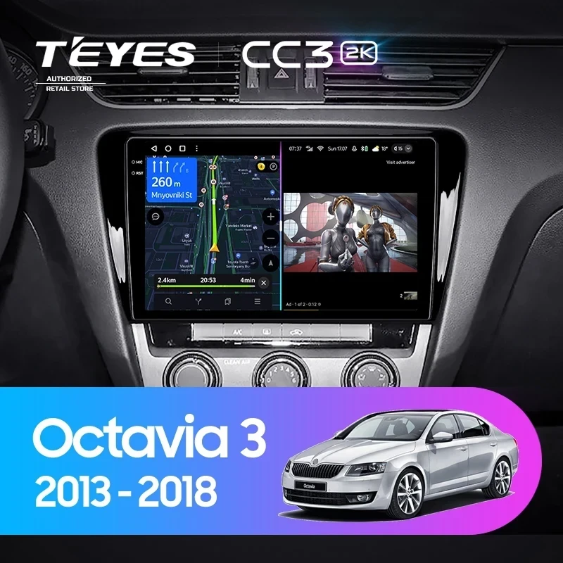 Штатная магнитола Teyes CC3 2K 6/128 Skoda Octavia 3 A7 (2013-2018) Тип-A